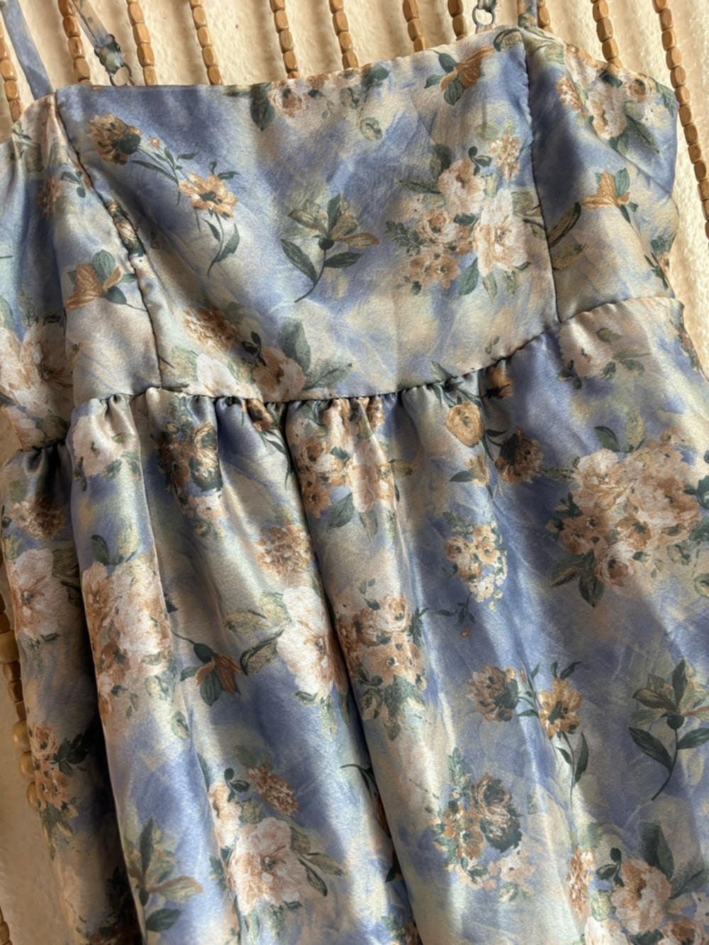 NWOT Romantic Vintage Floral Boho Light Blue Floral Chiffon Ruffle Flowy Dress - Picture 3 of 7